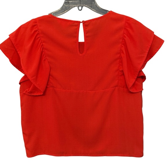 Jack by BB Dakota Ruffle Flutter Sleeve Blouse Red Women’s XS - Picture 2 of 5